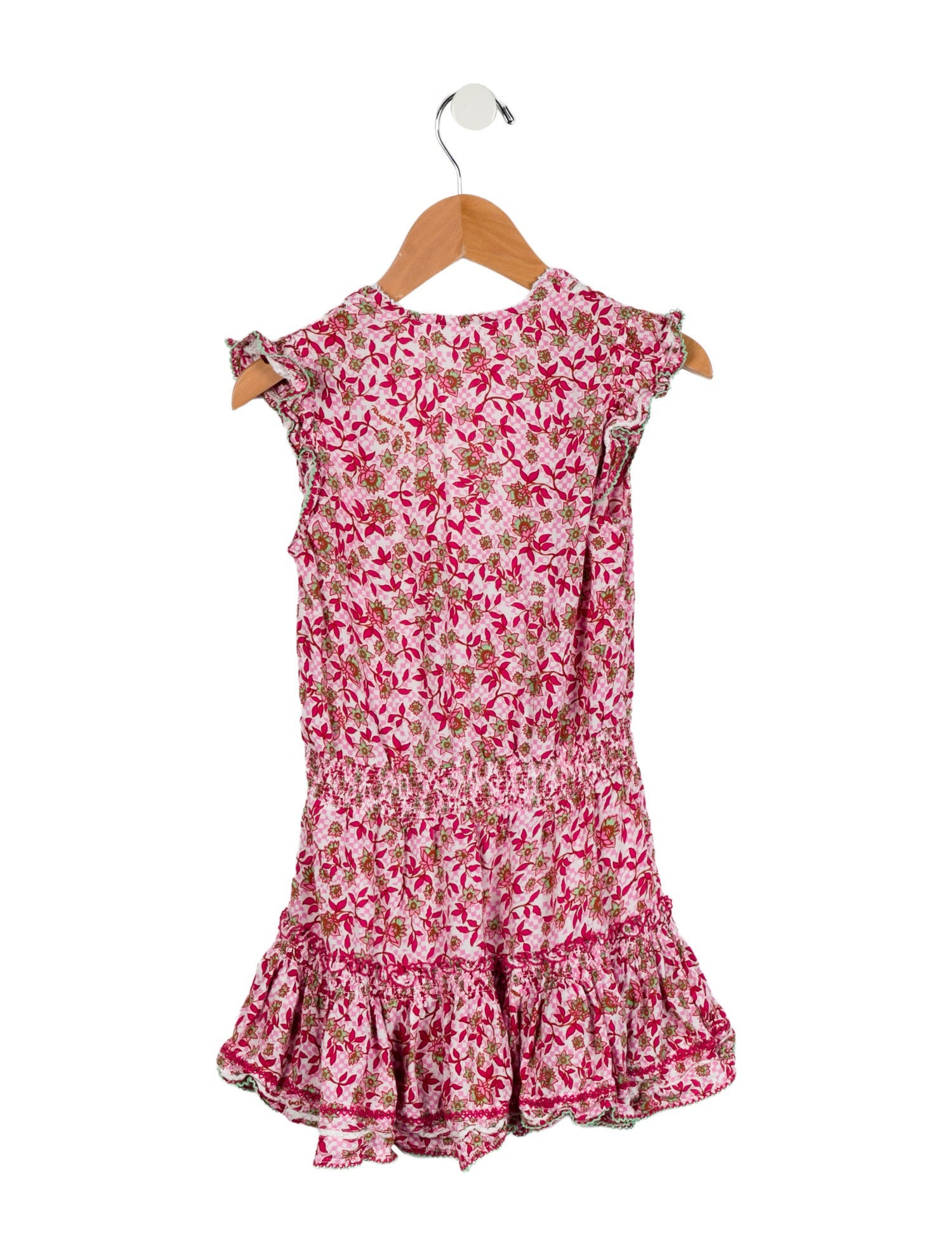 Poupette St Barth Girls' Printed Crochet Trim Dress