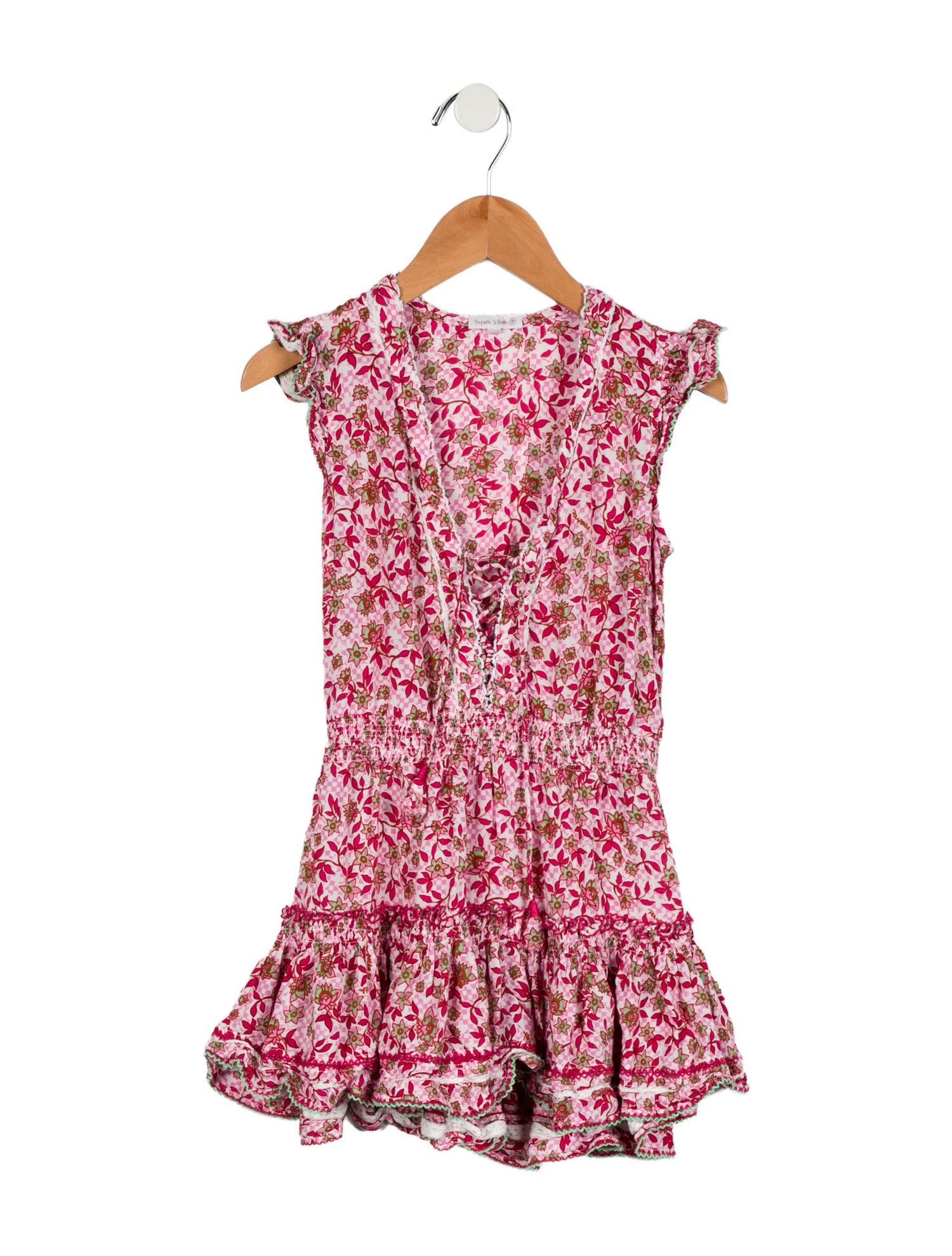Poupette St Barth Toddler Girls' Printed Crochet Trim Dress