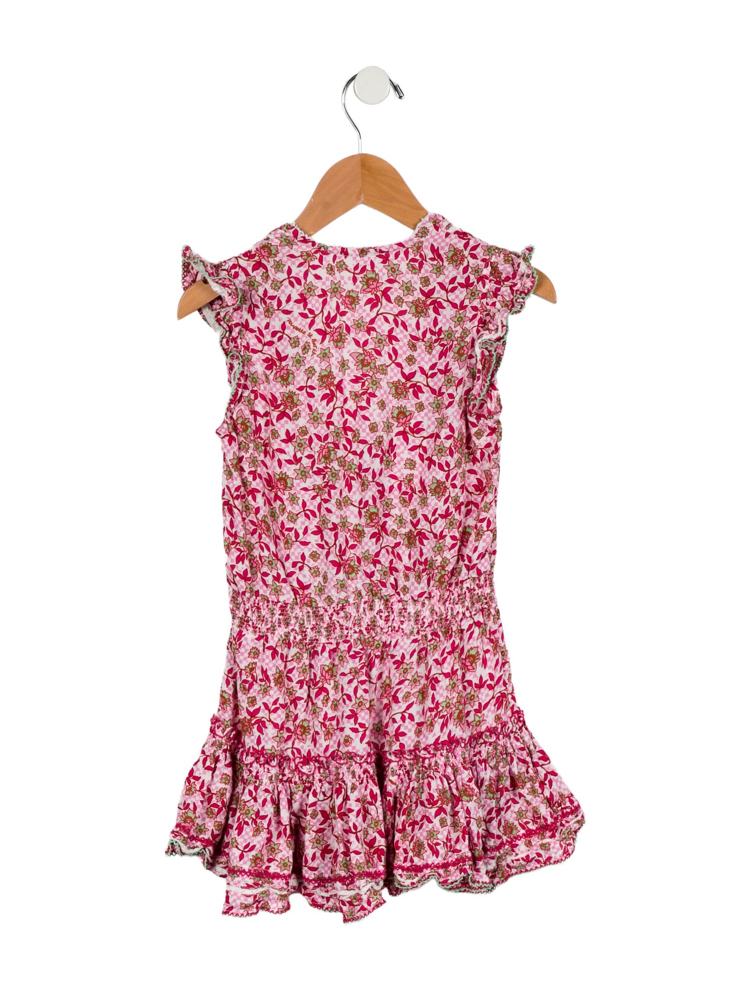 Poupette St Barth Toddler Girls' Printed Crochet Trim Dress
