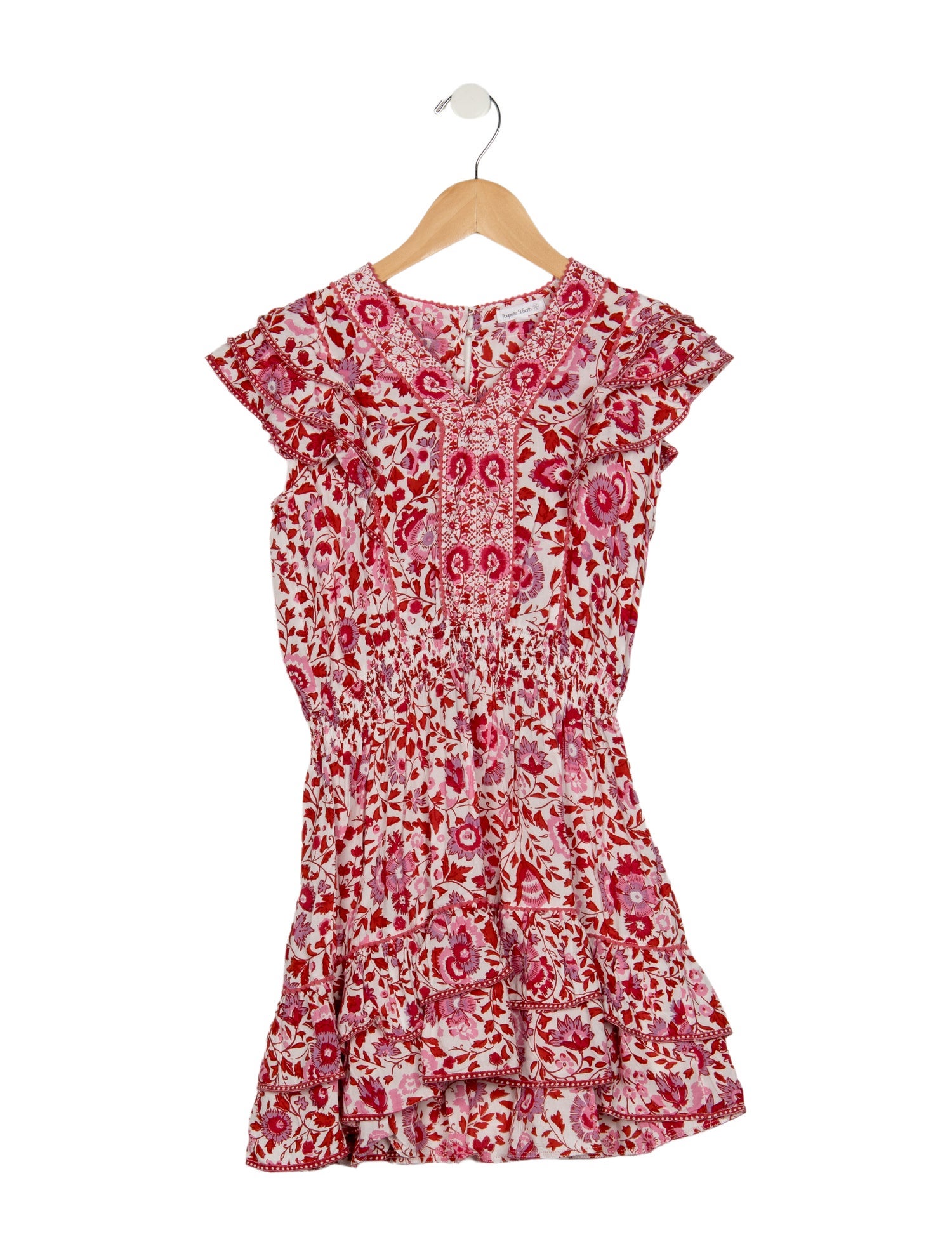 Poupette St Barth Pink patterned sleeveless dress with button closure