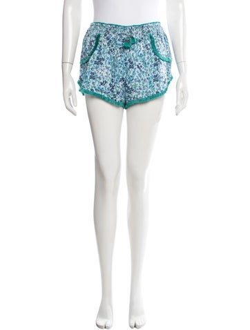 Pre-owned Poupette St Barth Floral Print Mini Shorts In Green