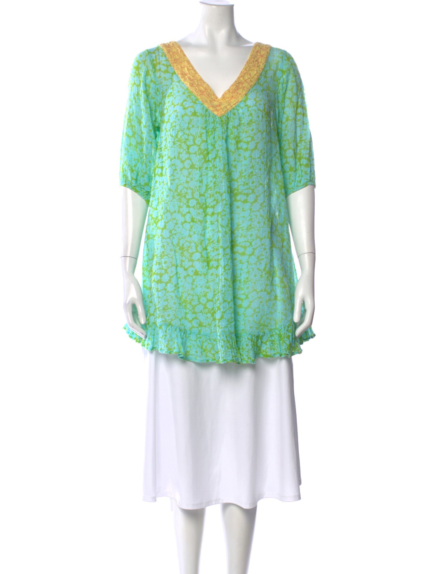 Poupette St Barth Floral Print V-Neck Tunic