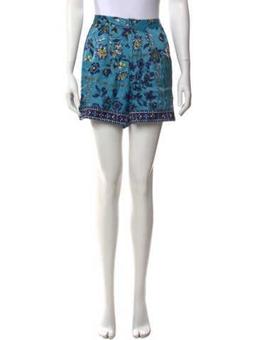 Pre-owned Poupette St Barth Floral Print Mini Shorts In Blue