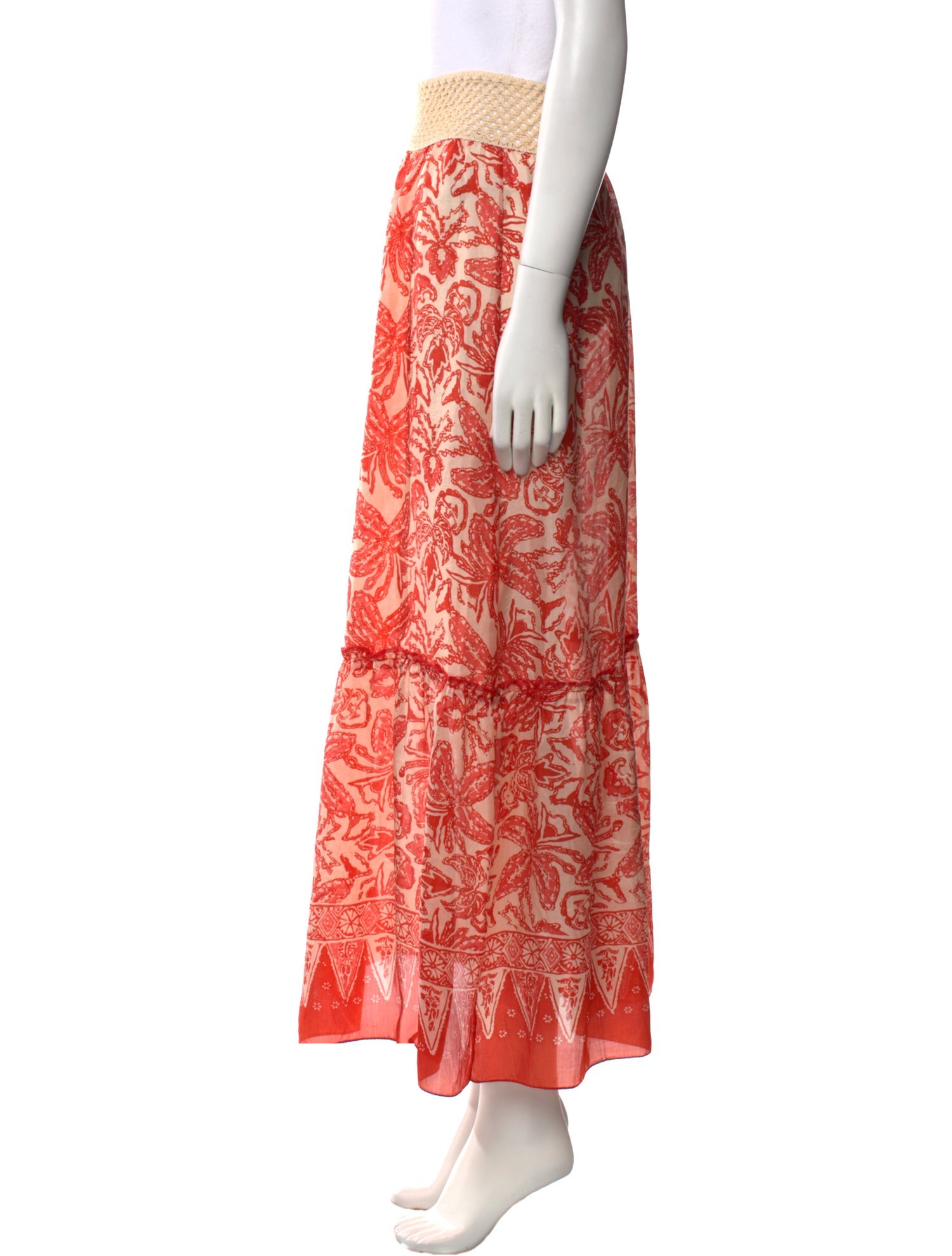 Pop Saint Barth Silk Midi Length Skirt