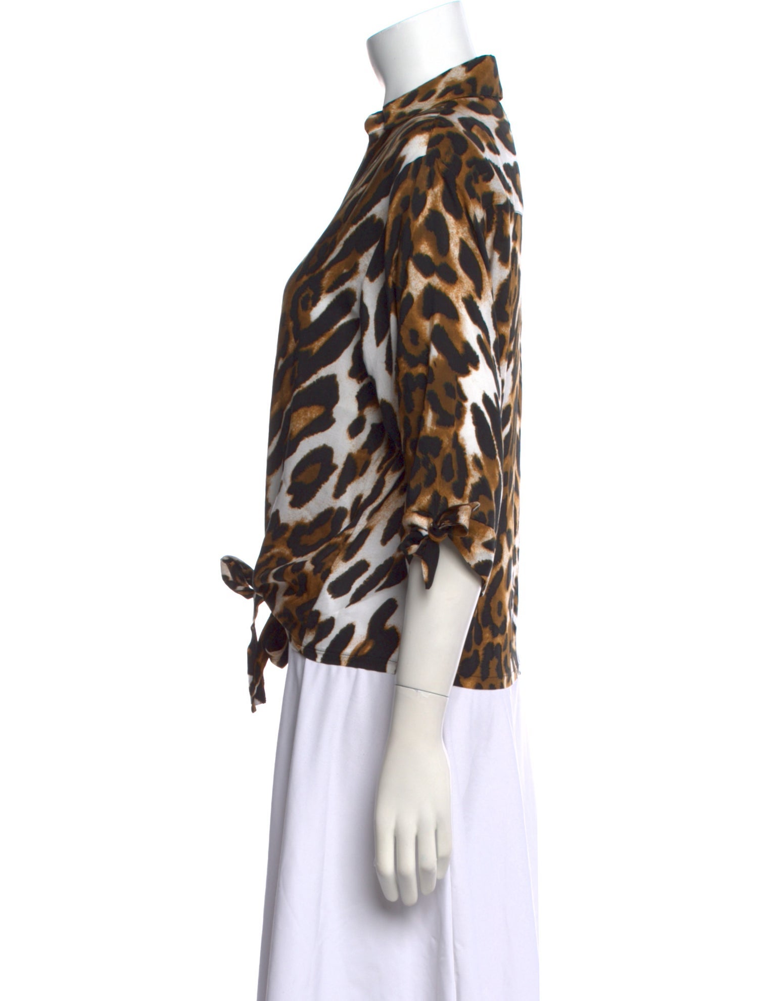 Pop Saint Barth Animal Print Three-Quarter Sleeve Blouse