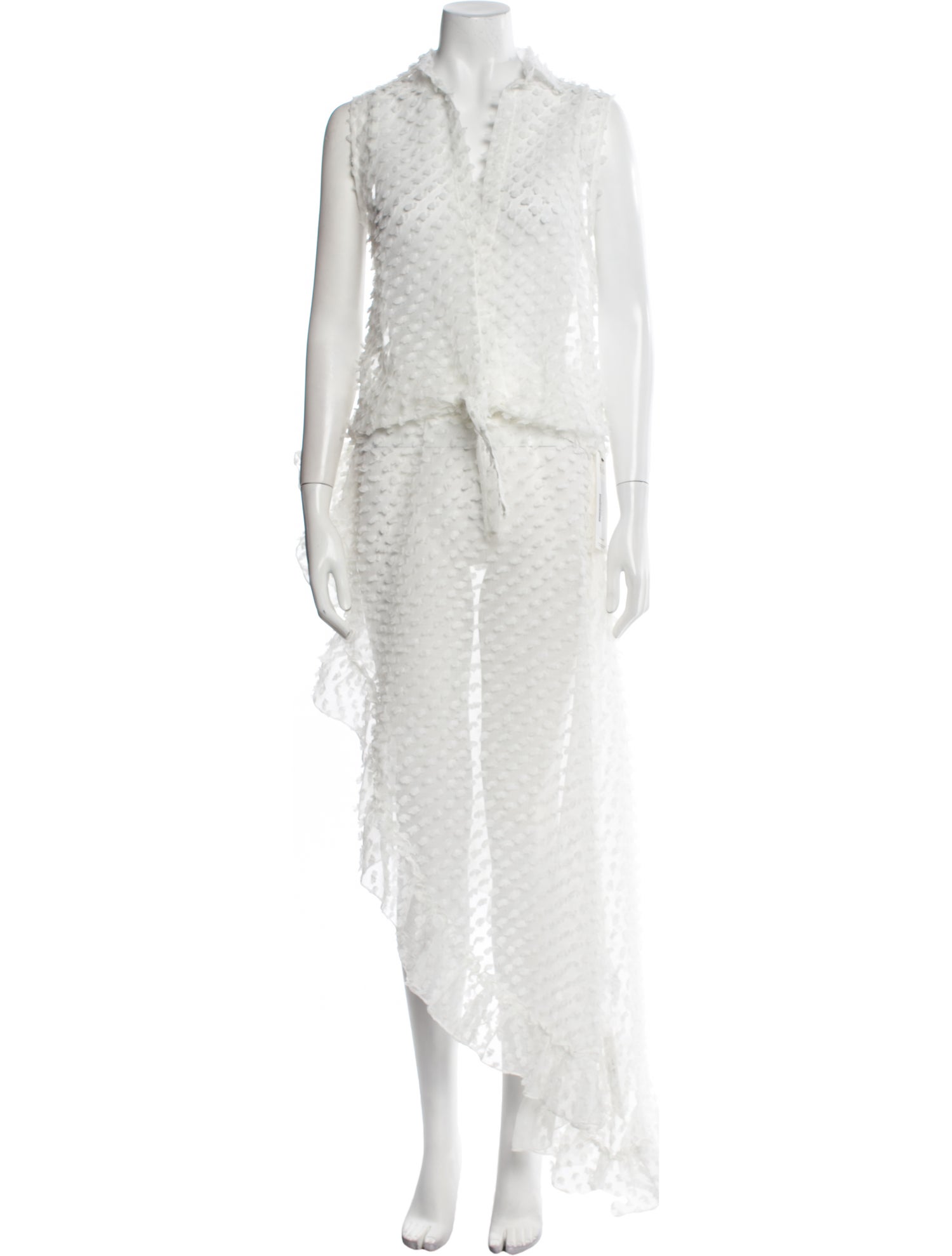 Pop Saint Barth Lace Pattern Ruffle Embellishment Skirt Set