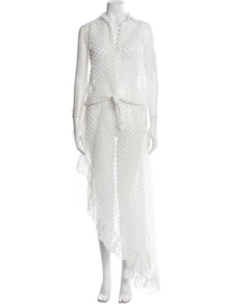 Pop Saint Barth Lace Pattern Ruffle Embellishment Skirt Set