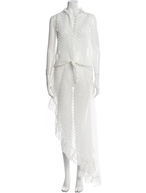 Pop Saint Barth Lace Pattern Ruffle Embellishment Skirt Set