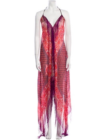 Pop Saint Barth Swimwear Printed Fringe Trim Accent Cover-Up S