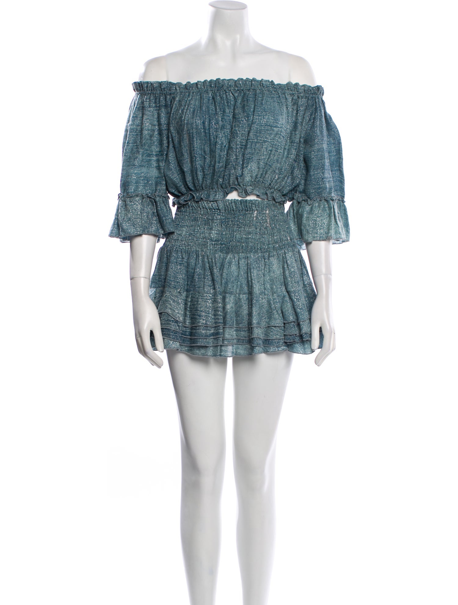 Pop Saint Barth Printed Glitter Accents Skirt Set