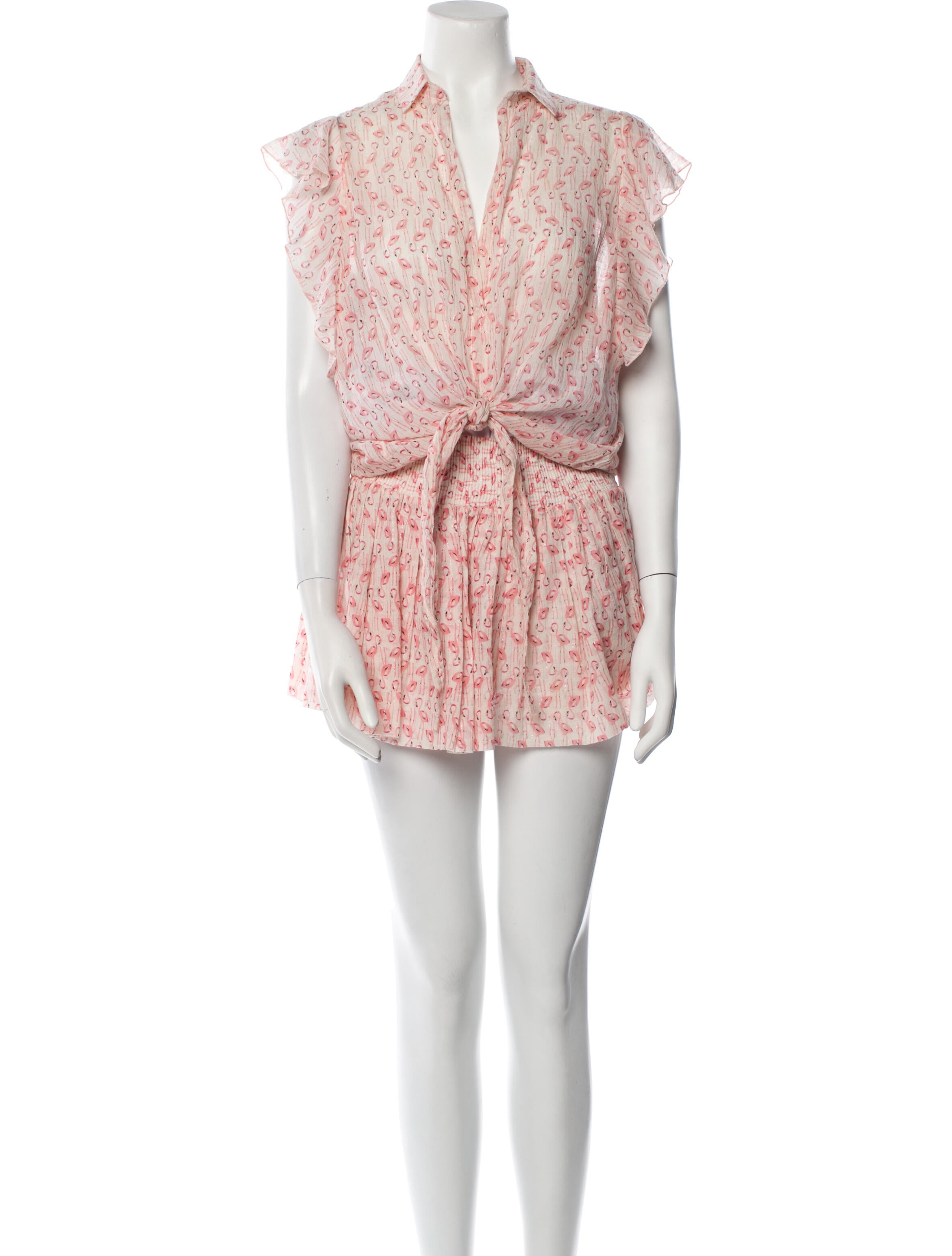 Pop Saint Barth Printed Ruffle Embellishment Skirt Set