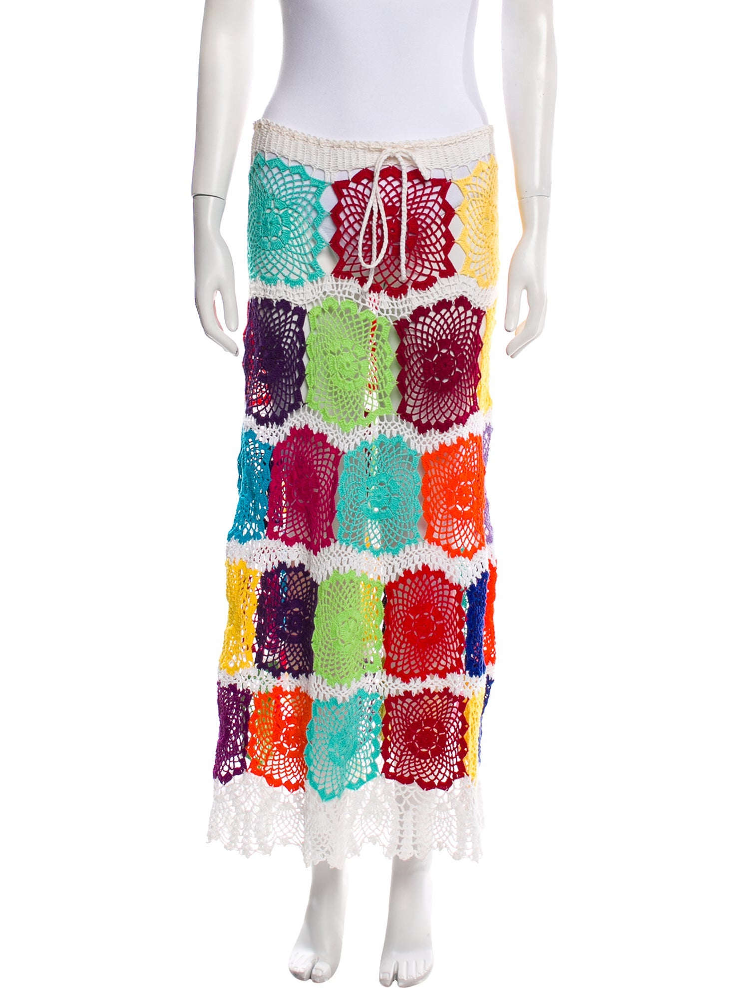 Pop Saint Barth Colorblock Pattern Long Skirt