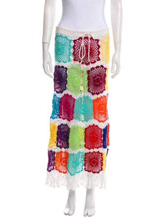 Pop Saint Barth Colorblock Pattern Long Skirt