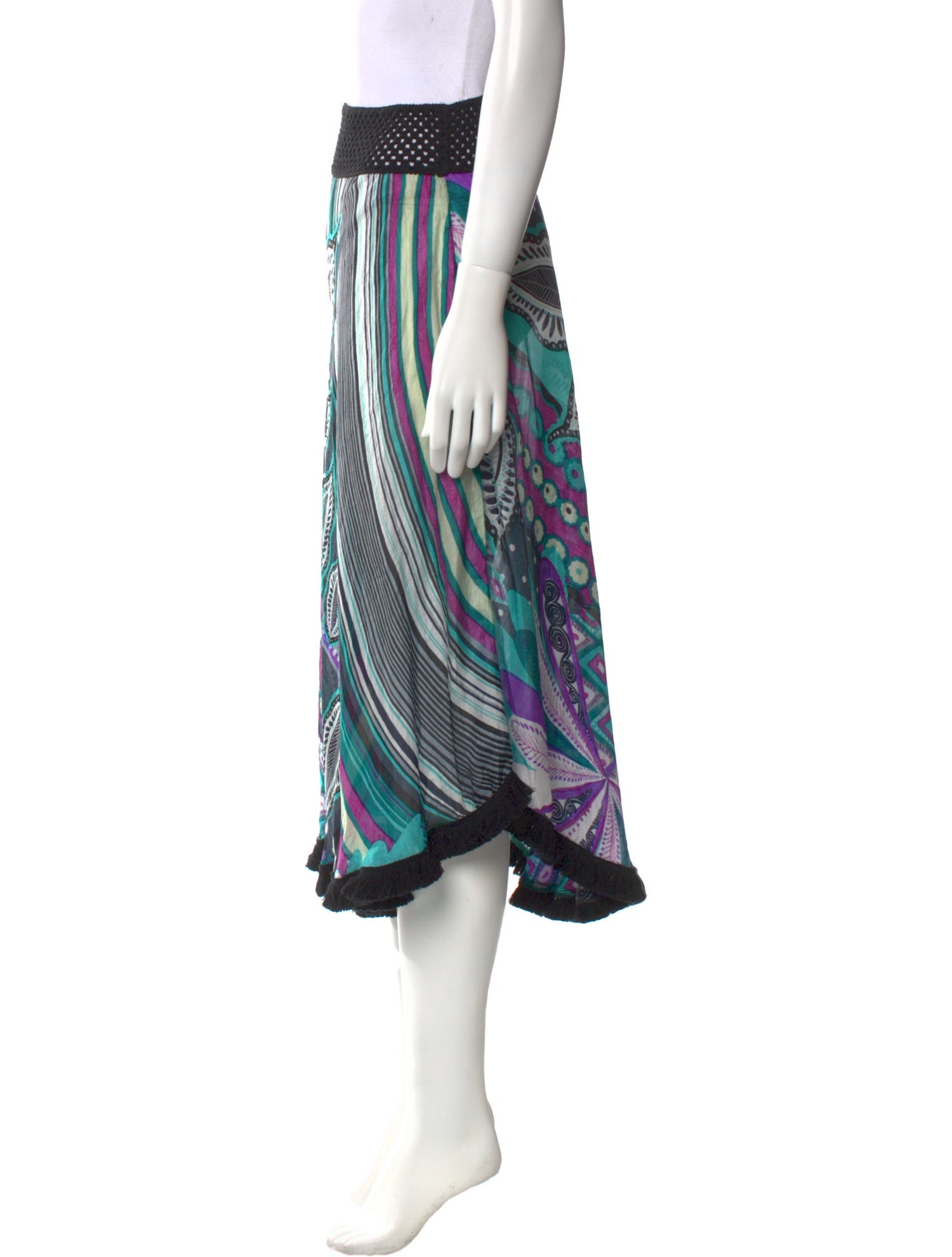 Pop Saint Barth Silk Midi Length Skirt