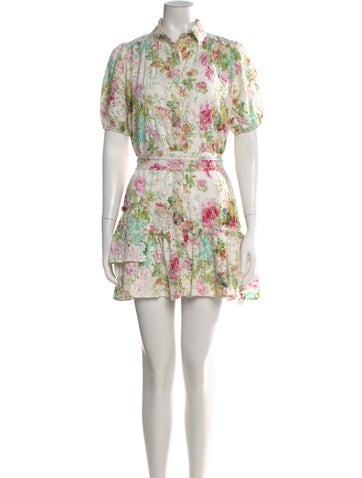 Pre-owned Pop Saint Barth Floral Print Mini Dress In Multi
