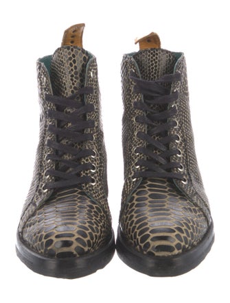 Pskaufman Leather Printed Combat Boots