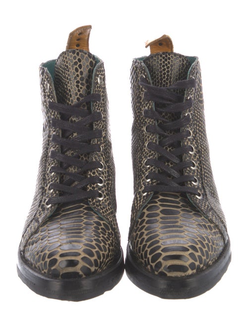 Pskaufman Leather Printed Combat Boots