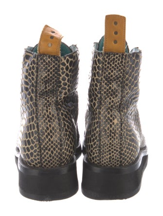 Pskaufman Leather Printed Combat Boots