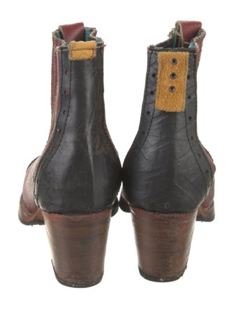 Pskaufman Leather Colorblock Pattern Western Boots