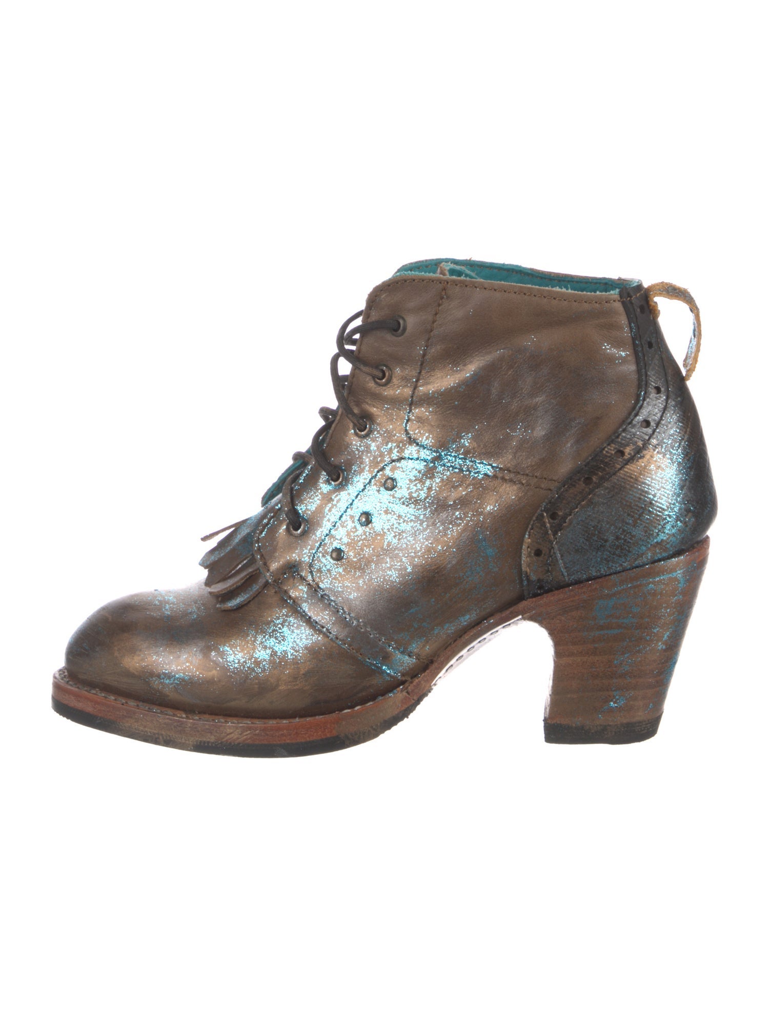 Pskaufman Leather Patterned Lace-Up Boots