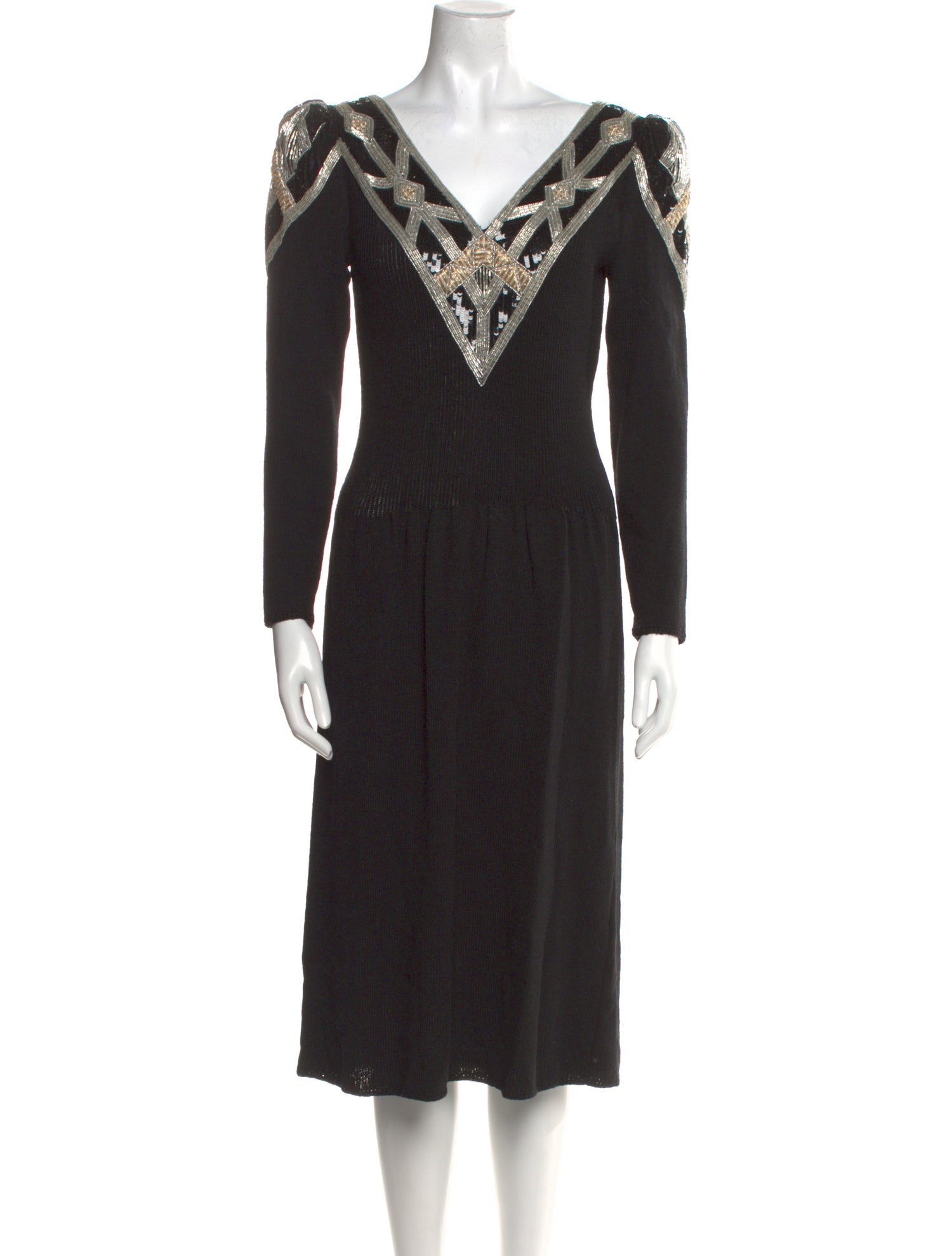 Pat Sandler for Wellmore V-Neck Midi Length Dress