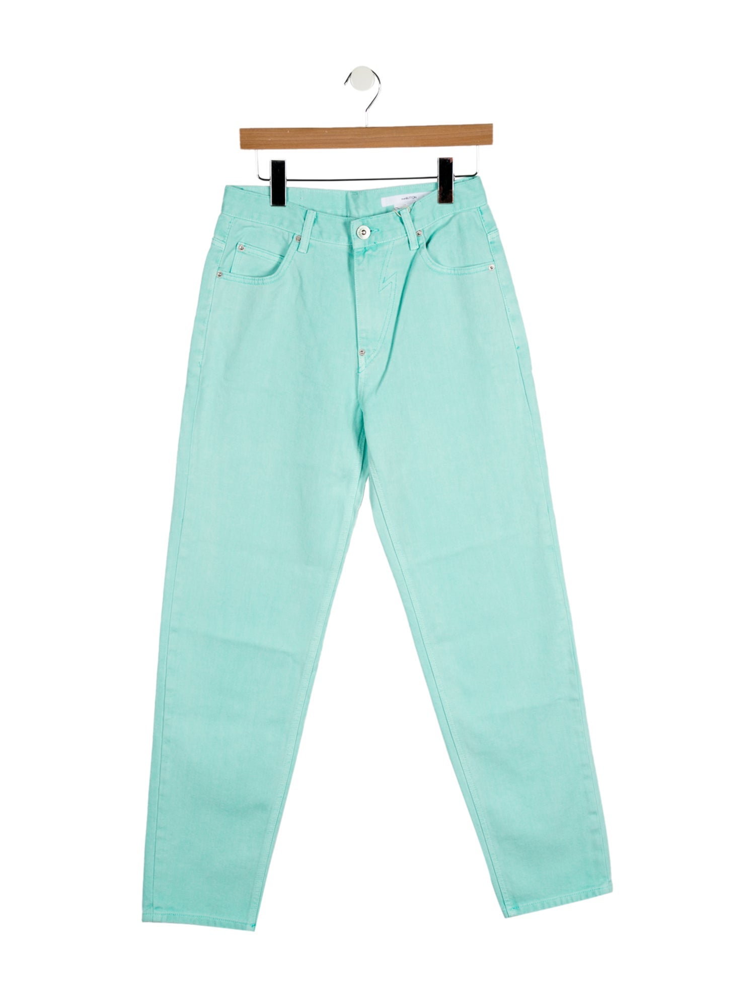 Pushbutton High-Rise Straight Leg Jeans