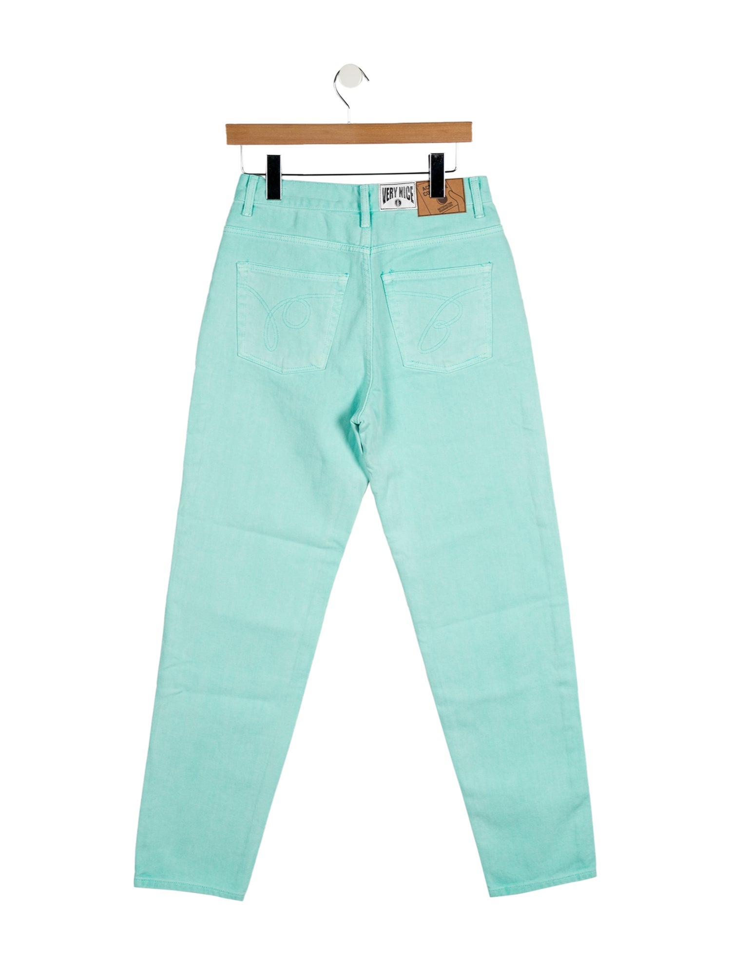 Pushbutton High-Rise Straight Leg Jeans