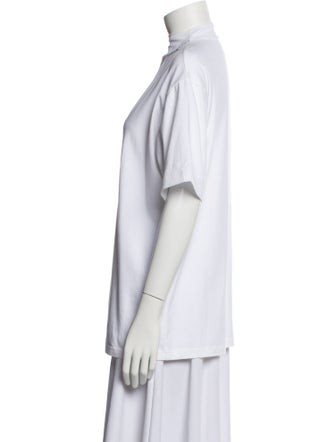 Pushbutton Mock Neck Short Sleeve T-Shirt