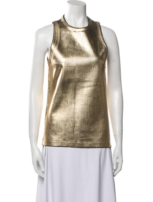 Pushbutton Printed Crew Neck Top