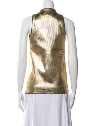 Pushbutton Printed Crew Neck Top