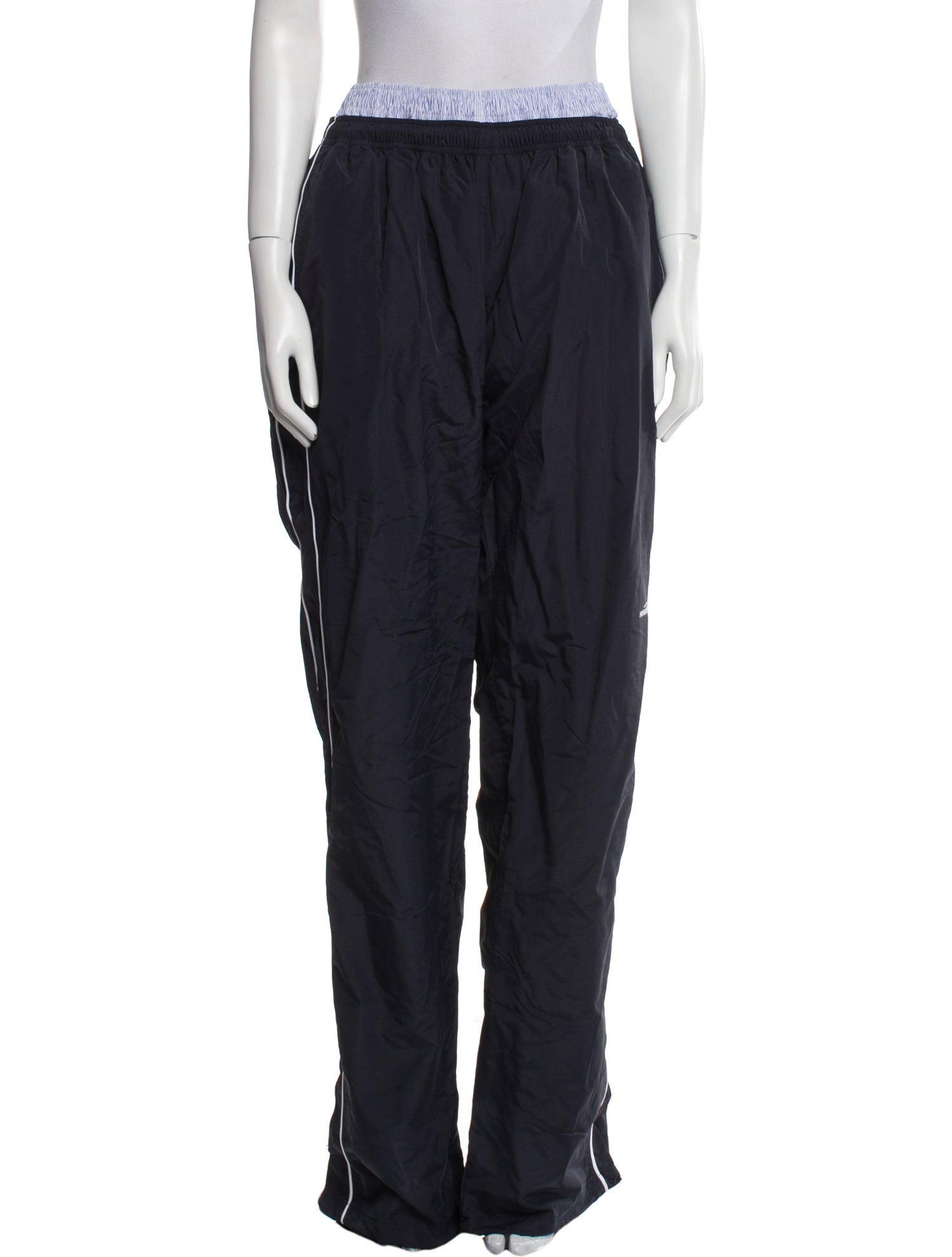 Pushbutton Nylon Wide Leg Pants