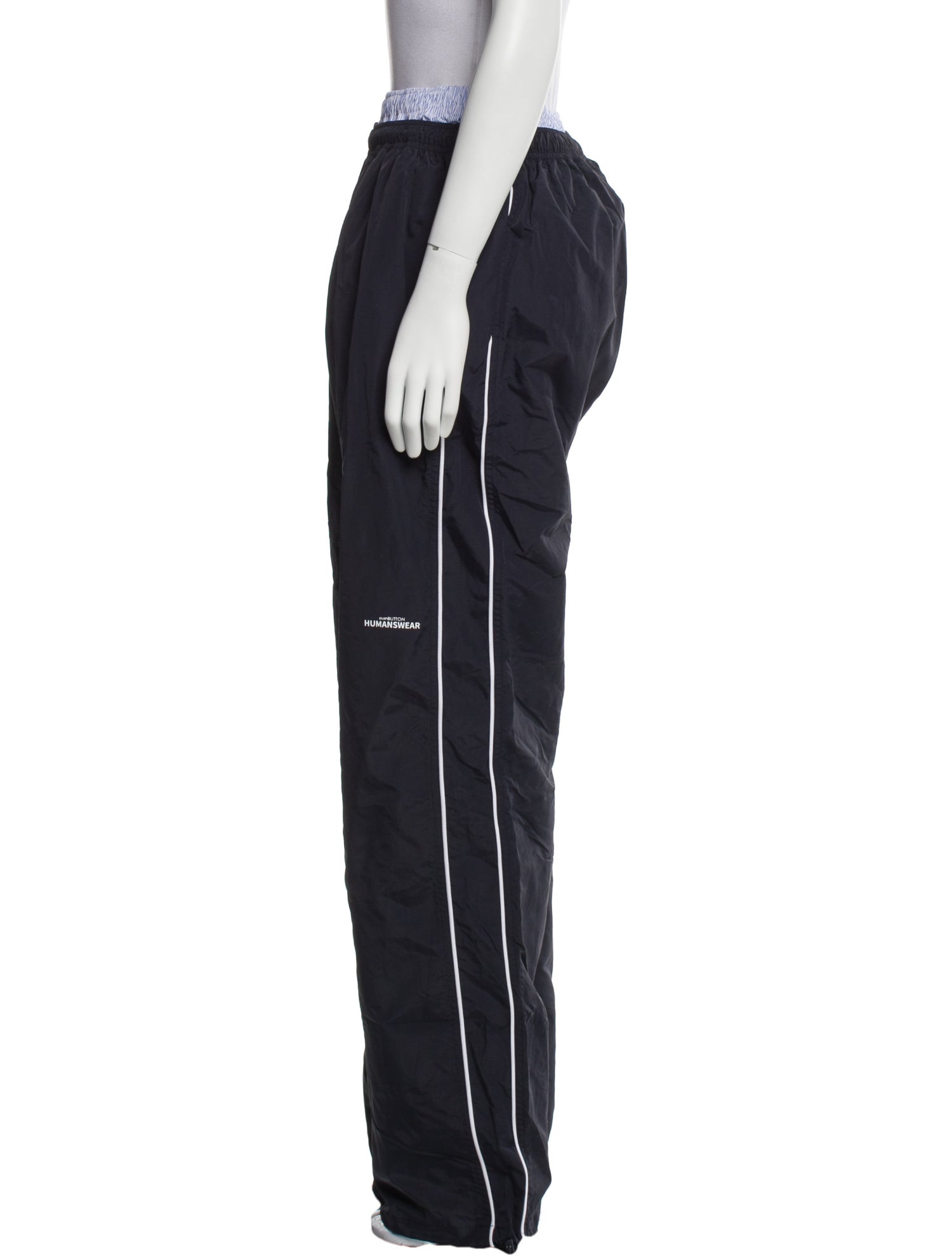 Pushbutton Nylon Wide Leg Pants