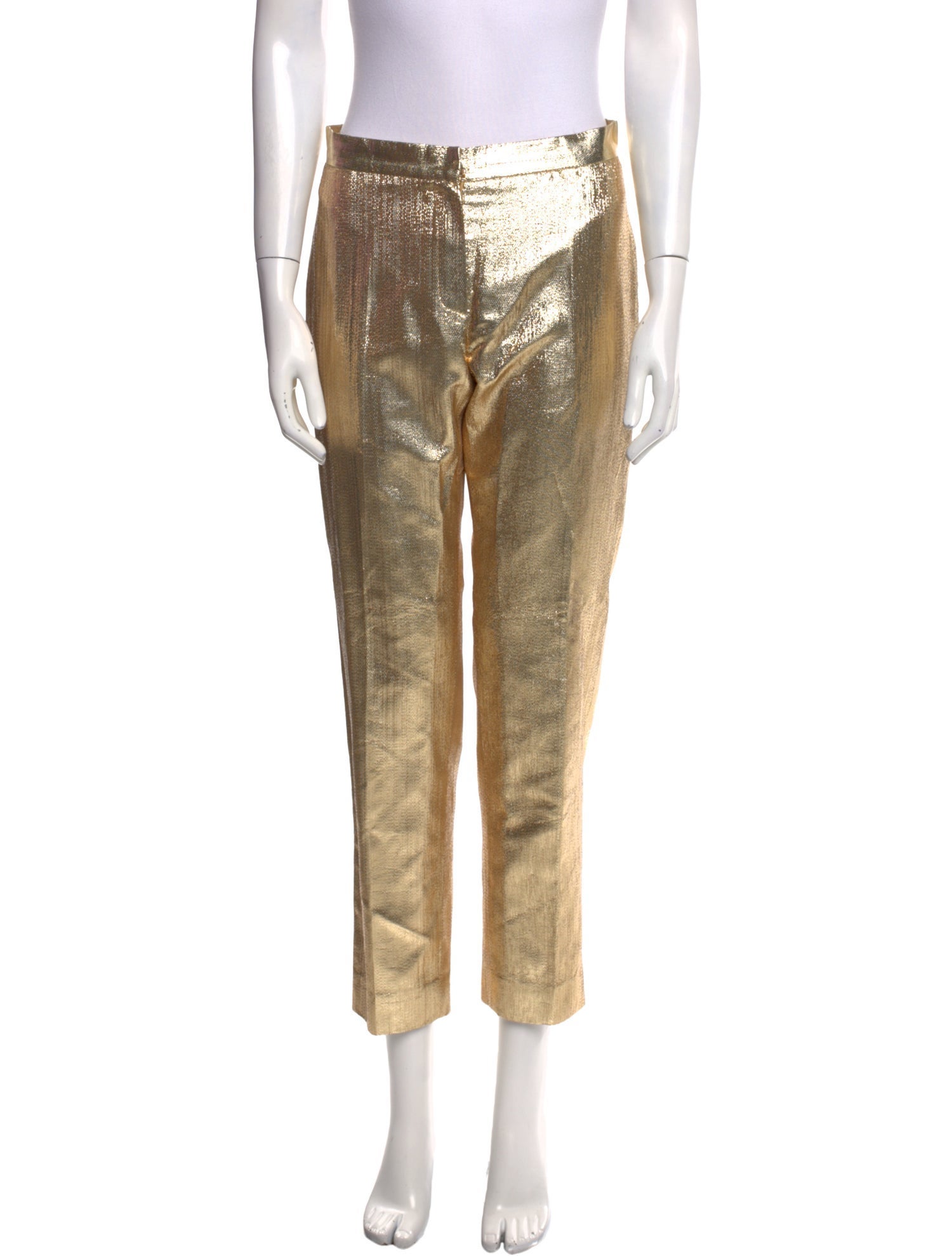 Pushbutton Linen Straight Leg Pants