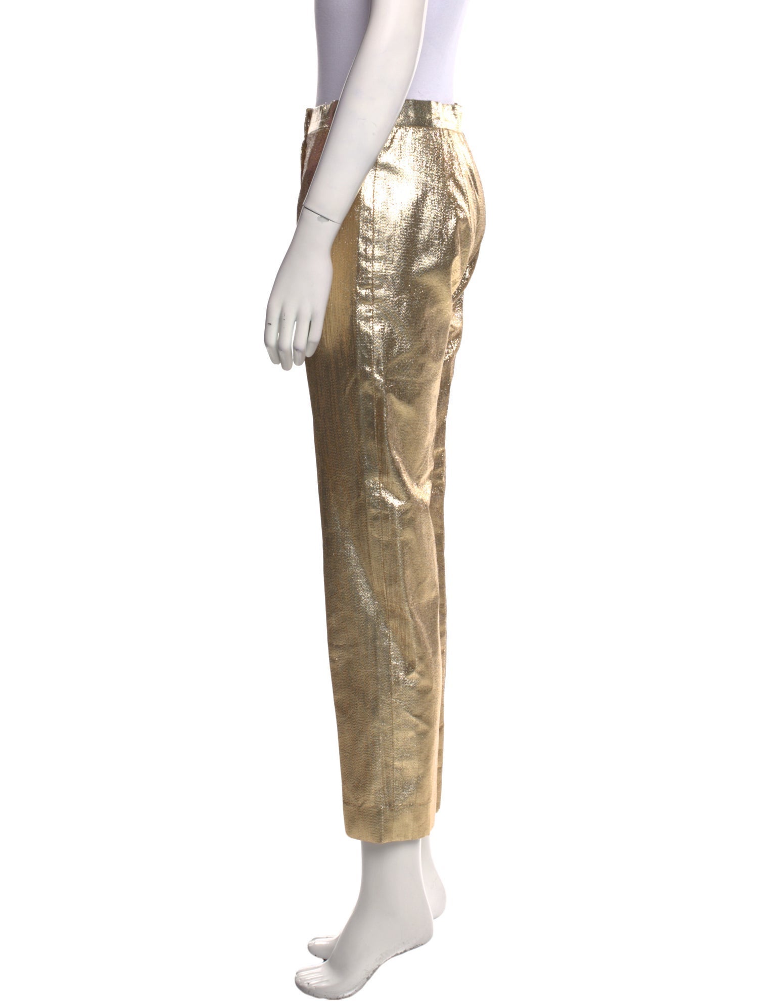 Pushbutton Linen Straight Leg Pants