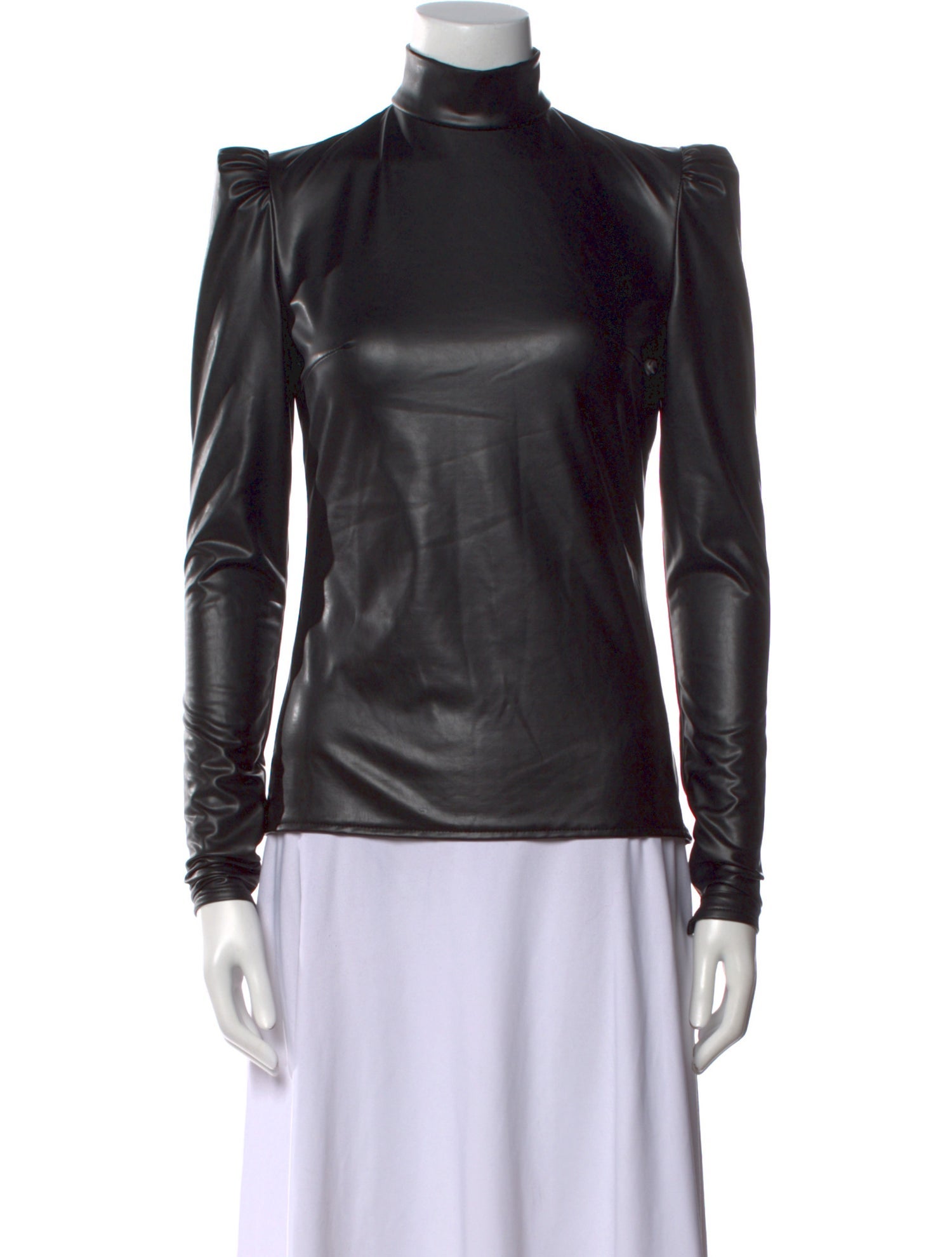 Pushbutton Turtleneck Long Sleeve Top