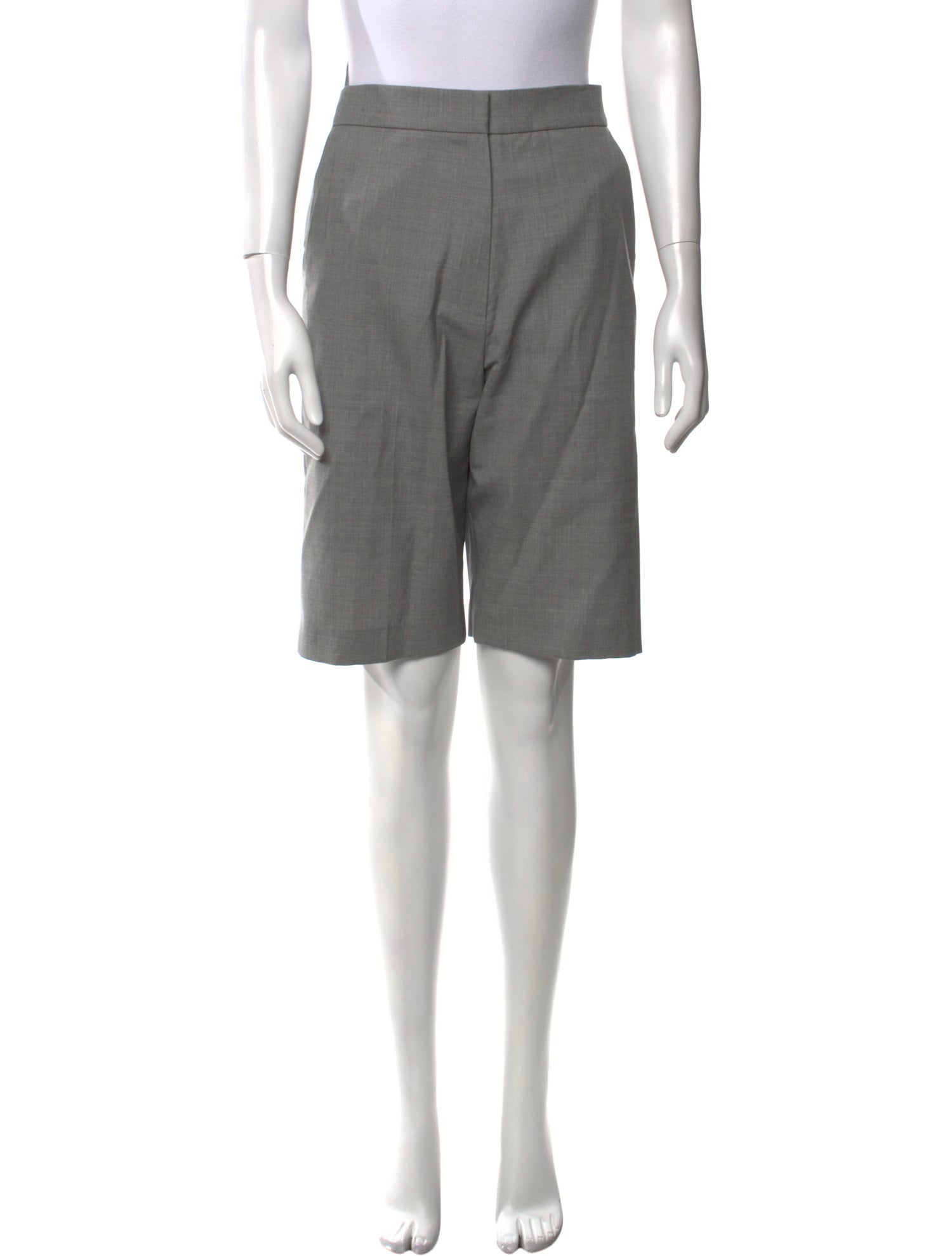 Pushbutton Wool Knee-Length Shorts