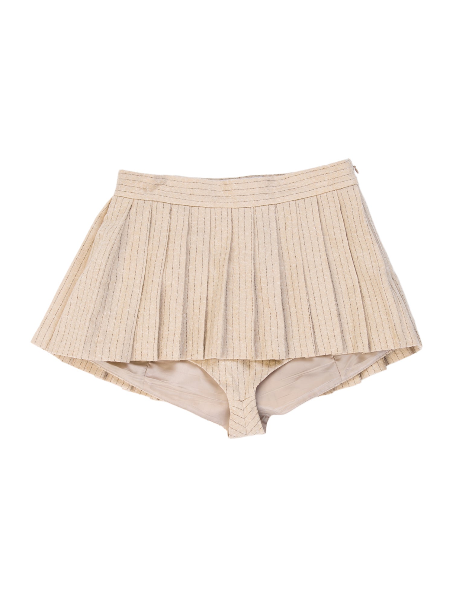 Pushbutton Striped Mini Shorts
