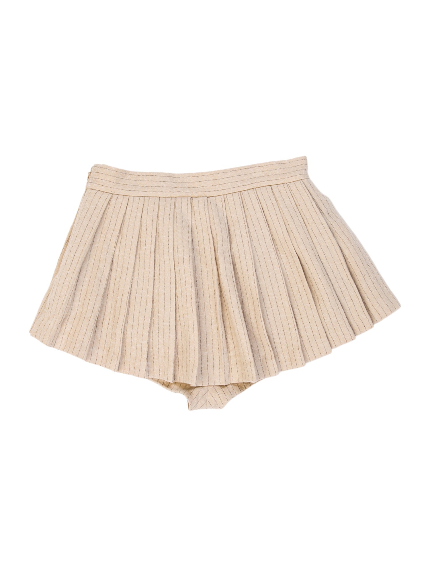 Pushbutton Striped Mini Shorts