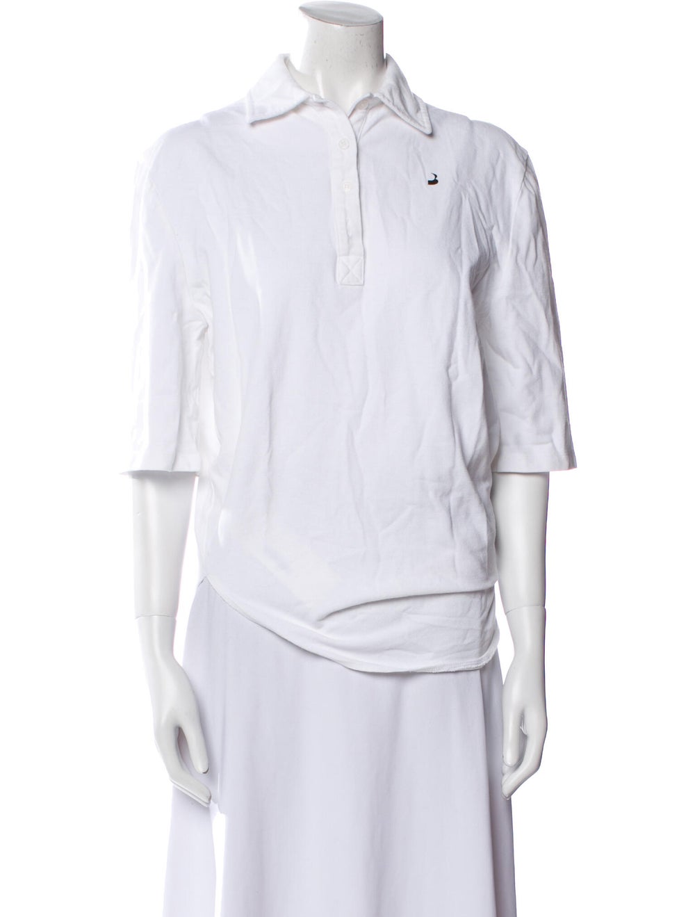 Pushbutton Button-Up Top White Three-Quarter Slee… - image 1