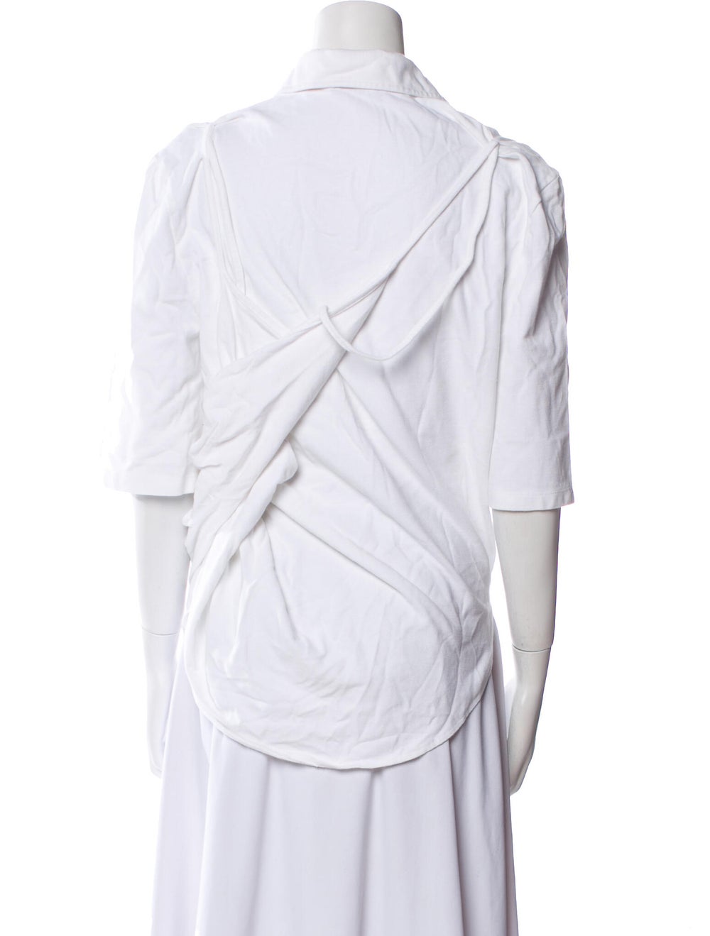 Pushbutton Button-Up Top White Three-Quarter Slee… - image 3