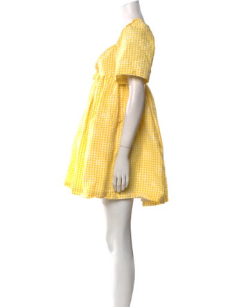 Pushbutton Square Neckline Mini Dress