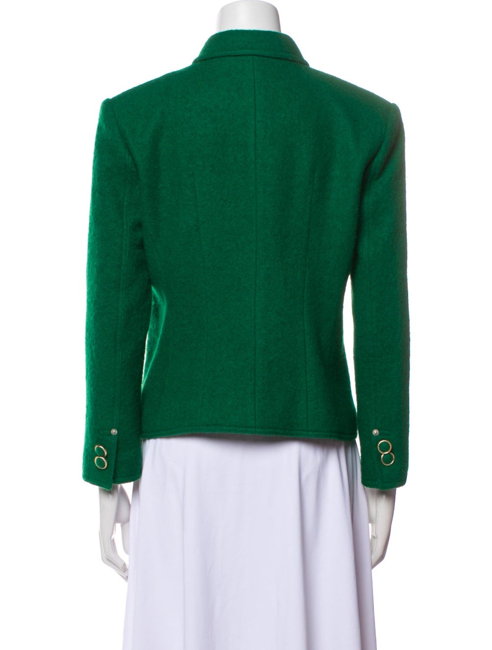 Pushbutton Wool Evening Jacket Green Crystal Embe… - image 3