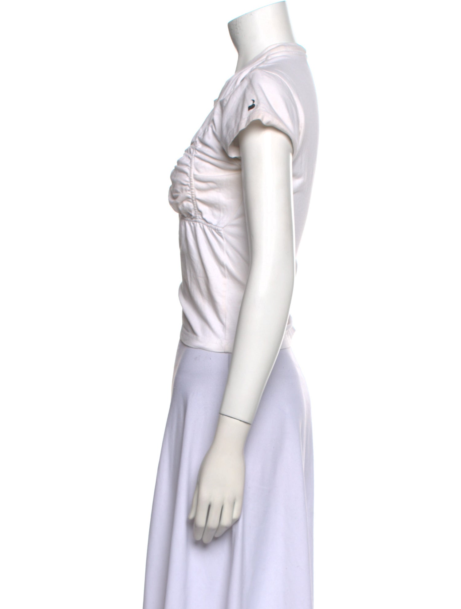 Pushbutton Crew Neck Short Sleeve Crop Top