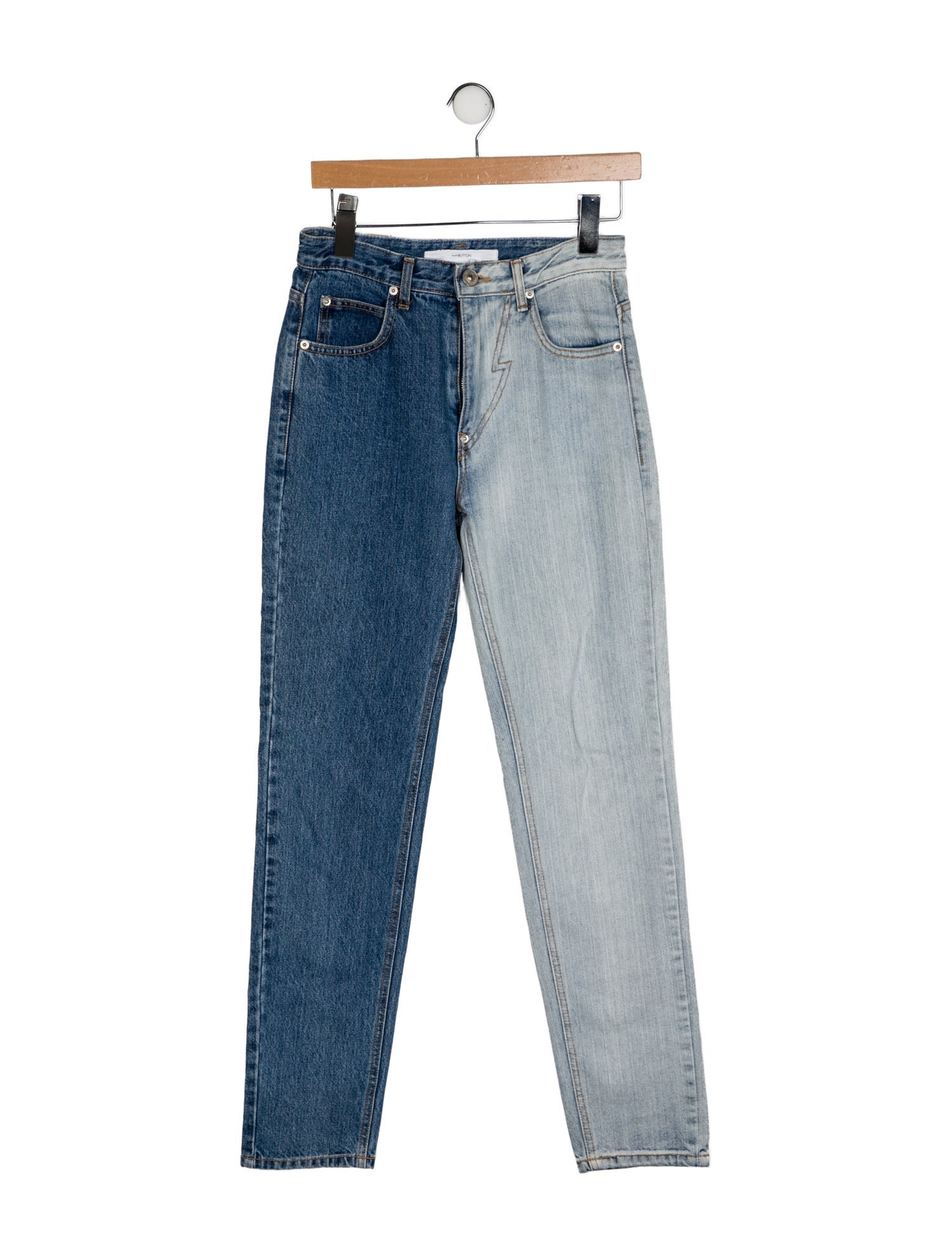 Pushbutton High-Rise Straight Leg Jeans