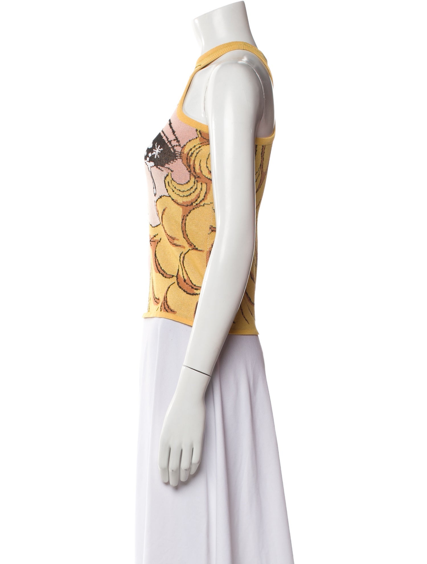 Pushbutton Printed Mock Neck Crop Top