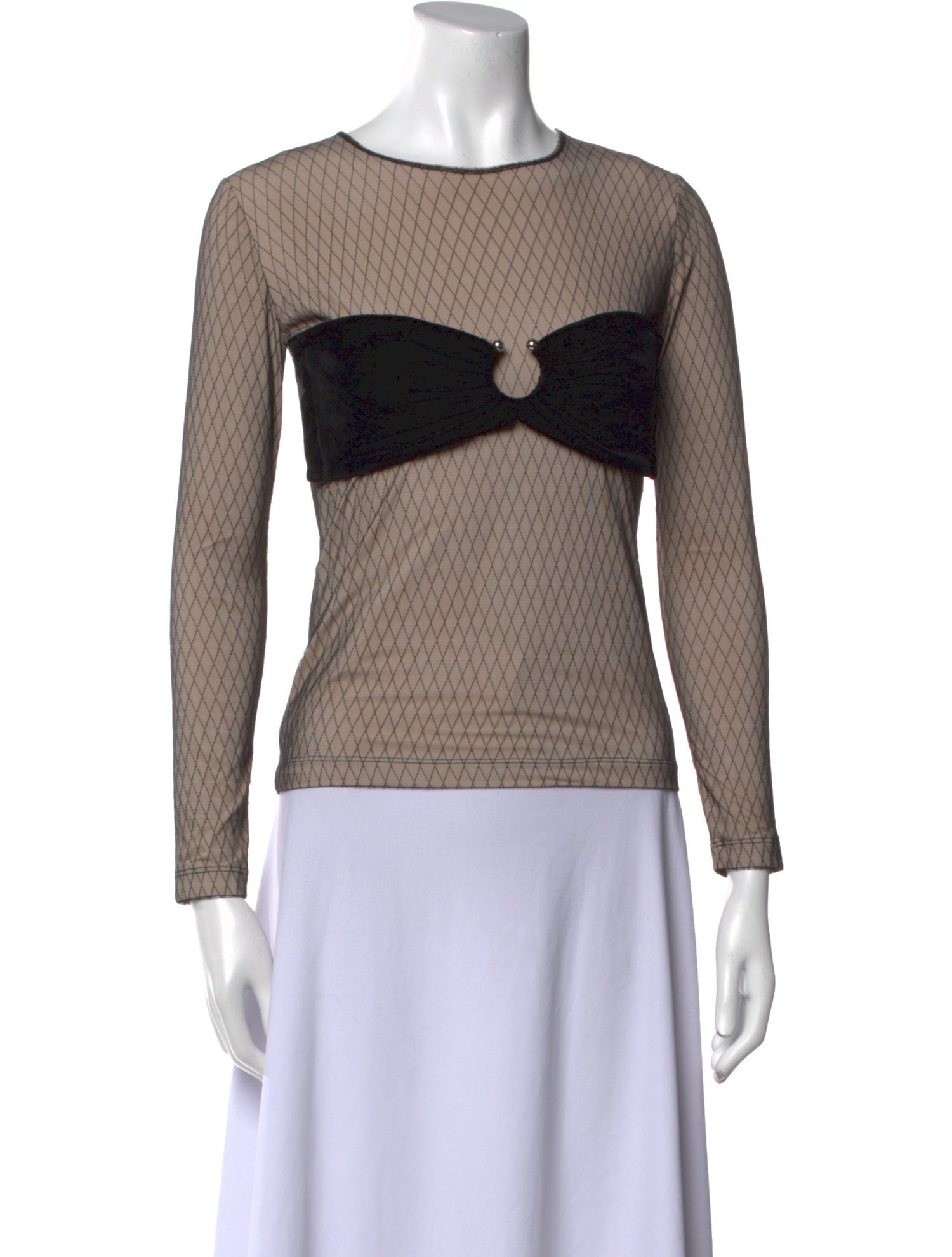 Pushbutton Printed Scoop Neck Sweatshirt