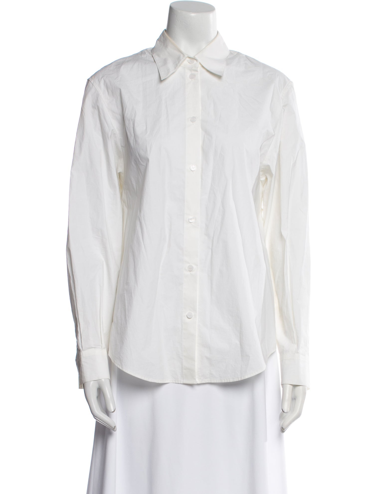 Pushbutton Long Sleeve Button-Up Top