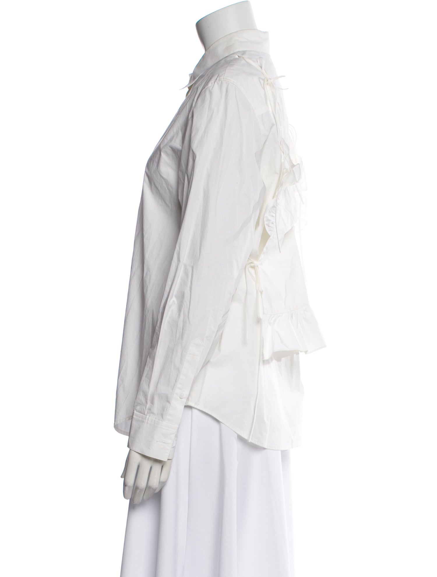 Pushbutton Long Sleeve Button-Up Top