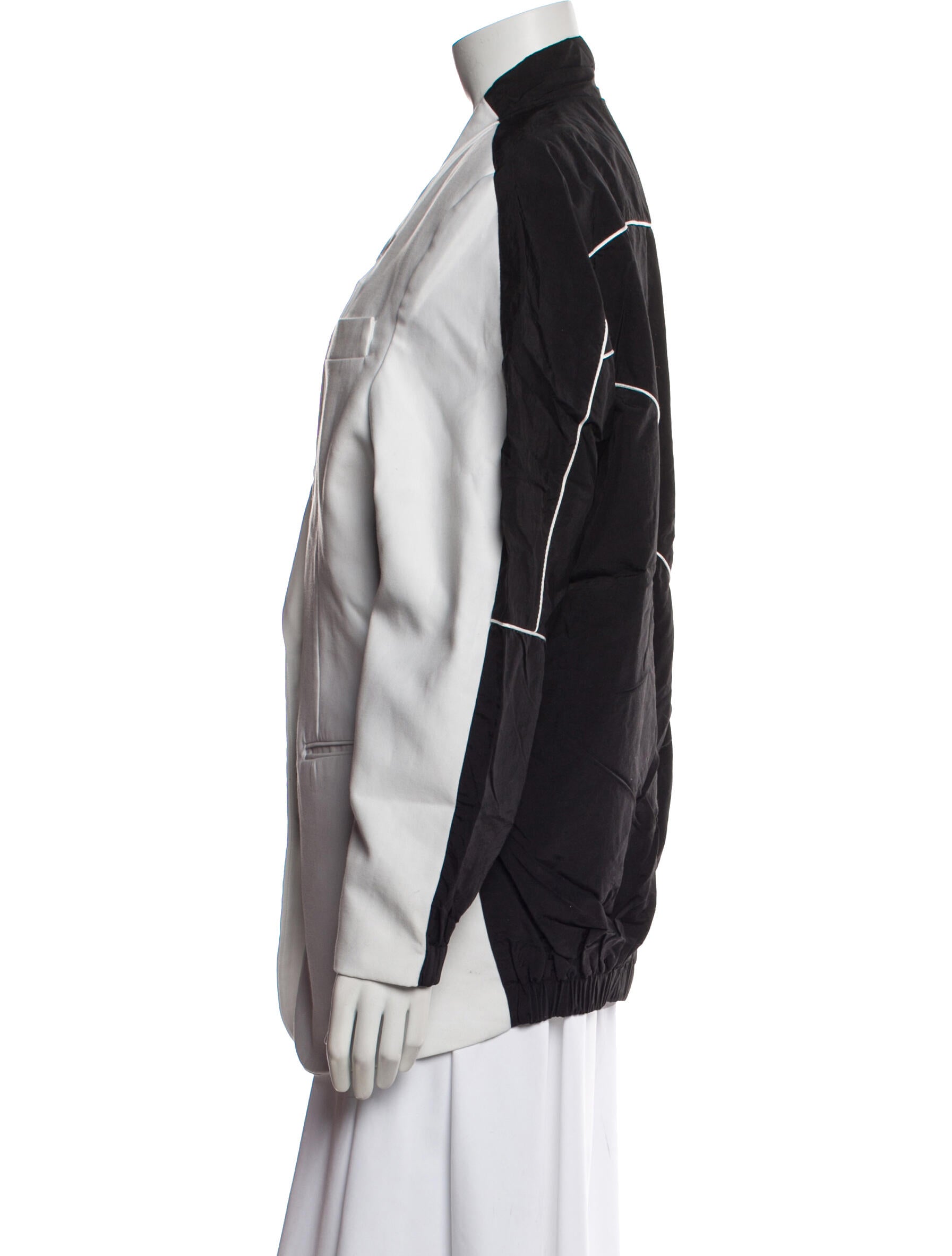 Pushbutton Wool Colorblock Pattern Jacket