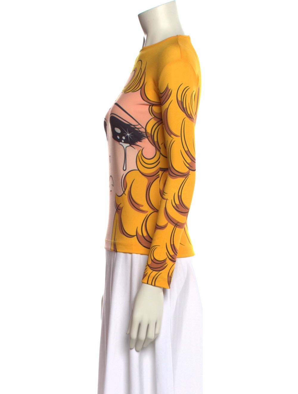 Pushbutton Sweatshirt Yellow Printed Long Sleeve - image 2